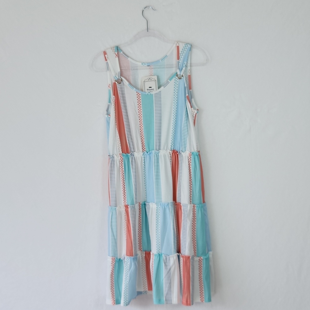 NWT Disamer Sundress – Size L - Multicolor • White • Teal •‎ Blue • Orange